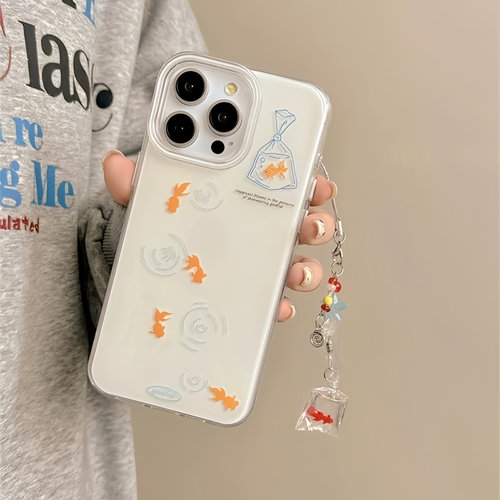 亮面白小金鱼挂件S30 PRO MINI适用VIVO X300/X200S手机壳X100/S19情侣X90S/X80创意Y300/S20全包S17/S10/Y37