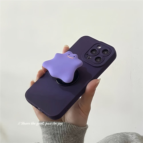 可爱深紫色怪物支架S50适用VIVO X300/X200S手机壳X70/S19/X90暗夜紫Y500PRO/Y78+甜酷X60女S17/S30/V40/x100