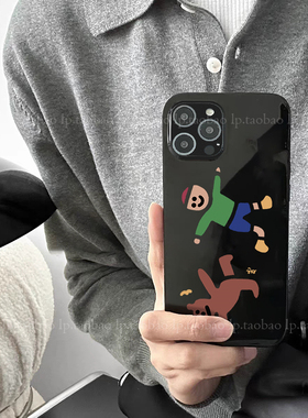 一起跳舞吧~小熊卡通人K10适用OPPO Reno13/12/6手机壳A11x新款FIND X8s+光面X7/9pro+/4SE黑色3/a5/2Z/A58