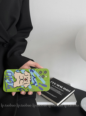 小众绿色搞怪狗狗适用OPPO K10/A92s手机壳A11x新款FINDX3男女R15/Reno8pro+/4SE/72/56/93情侣A35硅胶96软壳