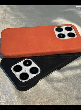 不包按键大孔羊巴皮磁吸适用适用K90红米K80小米17/15T/14ultra手机壳K70贴皮半包PRO珊瑚橙色TURBO4个性3男