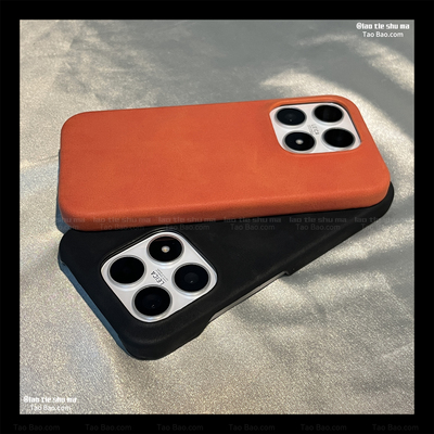 不包按键大孔羊巴皮磁吸适用realme真我GT8PRO手机壳GT8贴皮半包简约商务潮男女高级感珊瑚橙色肤感磨砂防摔