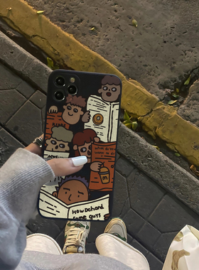 看报纸卡通v40适用华为荣耀x50i/x20se手机壳80gt/50pro/20i硅胶女30s青春版60黑色70/畅玩30plus/magic4