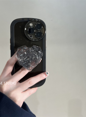 ins小众黑色适用红米k50小米14/13/12x手机壳note8/9/10s爱心k30pro支架k40/11青春版/mix4新款civi2简约K60