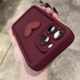 立体爱心梅子色适用iQOOneo11手机壳iqoo 15/Z9 TURBO+酒红13/11S/U3/Z5新款neo6/10/活力版7全包8硅胶12女款