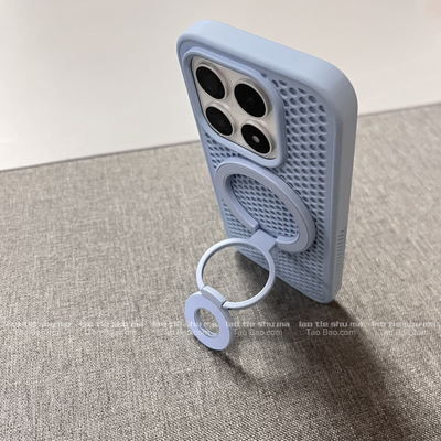 远峰蓝色三折叠双面磁吸支架K90/K80适用小米15/14/17PRO MAX手机壳13T/K70透气60散热POCO情侣高档小众F8/F7