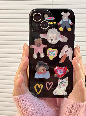 卡通创意ins适用Realme真我GT8PRO/GT6手机壳GT2大师探索版Neo7亮黑色套V15新款x7pro男女硅胶V23防摔Q3/5