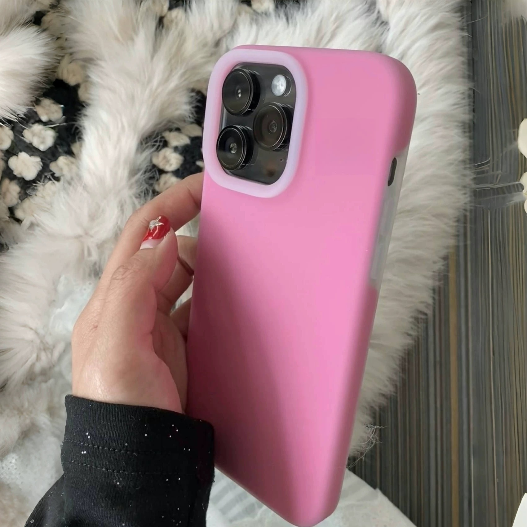 果冻玫红色一加13耐脏OPPO FINDX8适用X7ultra手机壳RENO13/12高级感12PRO真液态硅胶软糯高级感ACE5冷淡风女