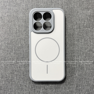 冷淡风钛灰白色磁吸壳适用17小米17PRO MAX手机壳15蜂窝散热小孔防滑边14PRO苹果13简约新款磨砂防摔全包镜头