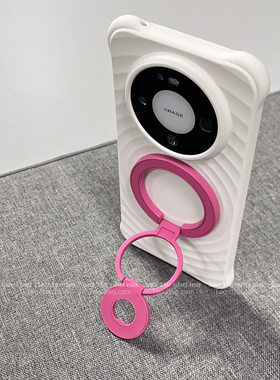 牛奶纯白色ins风玫红色双面磁吸三折叠支架适用MATE80华为Mate80PROMAX手机壳PRO波漾液态硅胶耐脏女网红小众