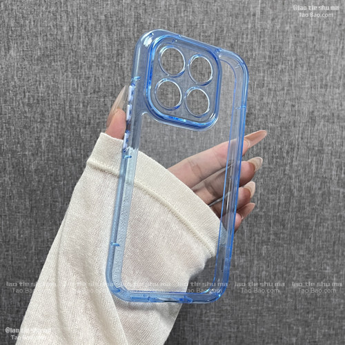 ins蓝色彩色边透明亚克力A6适用OPPO Reno16/15/14pro/13手机壳Find X9全包镜头12独立按键A1X/A56/A93s/A58X