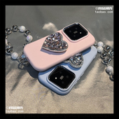 适用OPPO 5高级R15 A93s链条5K 7PRO A72 A58硅胶9 Reno14 10手机壳11 x8S 奢华闪钻粉色少女支架Find