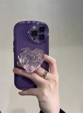 紫色爱心支架适用红米k60小米15/14/13手机壳K50/note11冷淡风12/k30pro女k40至尊10/9/MIX4新款CIVI2/K70/80