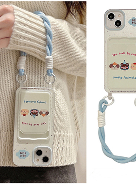 日韩ins卡通小熊Find X8/x9适用OPPO Reno14/13/9手机壳8PRO+卡槽挂绳K12新款A6女7/5小众A3创意可爱A58X/A2