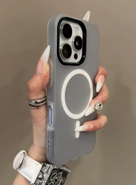 磁吸充电半透黑色高级感适用A56三星S25/S24+手机壳S23FE肤感磨砂22Ultr不包镜头A36/A55防摔A26简约A05S大孔