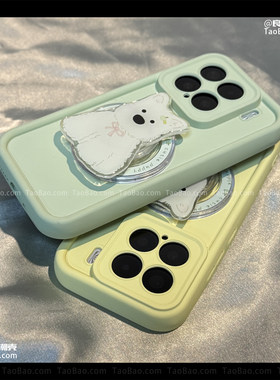 ins可爱西高地蝴蝶结狗狗磁吸支架适用MATE60华为Nova13/12手机壳10浅绿色9/Pura70防摔p40全包30硅胶50PRO+