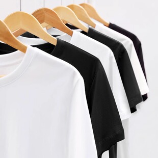 纯白色t恤男女短袖纯棉纯色半袖空白体恤扎染用DIY手绘画画文化衫