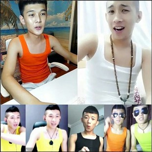 精神小伙短袖快手红人天佑同款纯色紧身T恤男修身背心社会短T恤衫