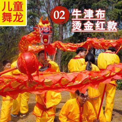 儿童舞龙道具幼儿园龙狮舞台表演全套中小学生童舞龙舞狮烫金牛津