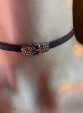 小众设计感黑色皮带扣choker日常百搭脖子配饰短款项圈极简颈环女