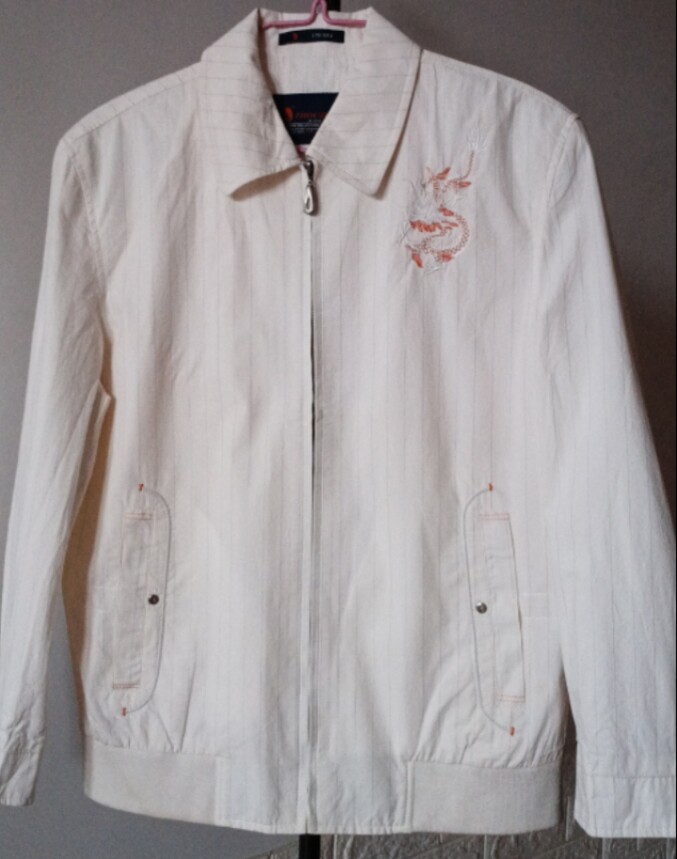 周织男装青年简约时尚龙刺绣夹克外套春秋休闲上衣潮茄克衫170/88