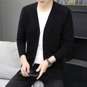 2020秋冬 男士毛衣纯色开衫针织衫外套韩版修身青少年学生上衣服