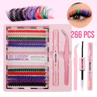 Colored false eyelashes 60D+80D curled DD curvature 8-16mm