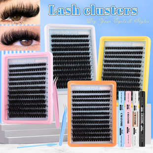 60D100D clusters false eyelash style 240 adhesive messy