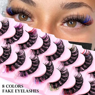 set pair eyelashes colored the false eye curve end