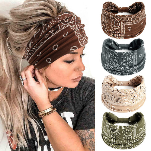 Bohemian wide headband hair accessory printed headpiece发带