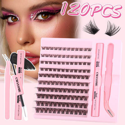 Single cluster false eyelash adhesive style thick and curled