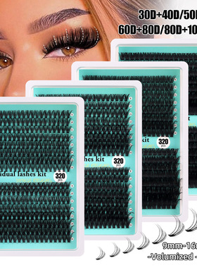 False eyelashes 320 clusters, 60d+80d glue tweezers set睫毛
