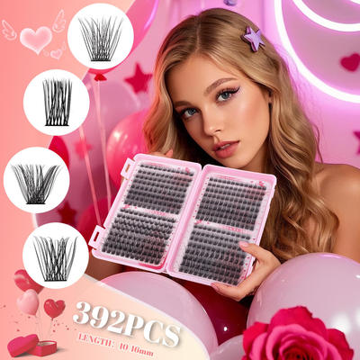 Segmented false eyelashes D-curve分段式嫁接单簇假睫毛D曲浓密