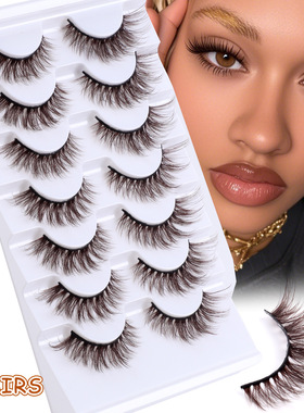 7 pairs of brown thick imitation real and fake eyelashes睫毛