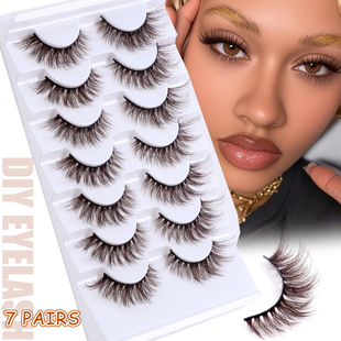 7 pairs of brown thick imitation real and fake eyelashes睫毛