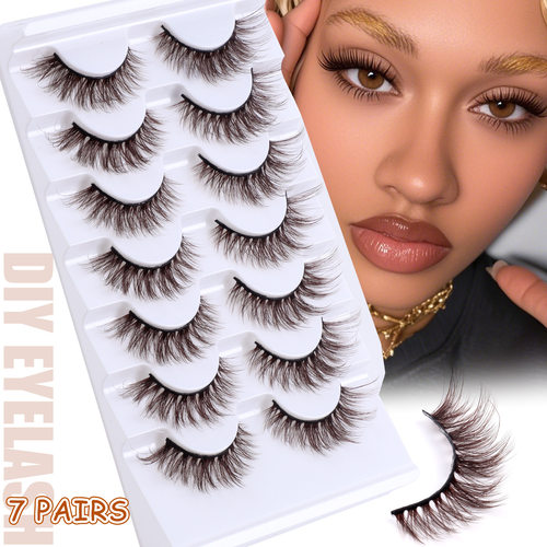 7 pairs of brown thick imitation real and fake eyelashes睫毛