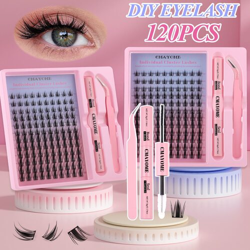 DIY segmented false eyelash set with thick and mixed texture