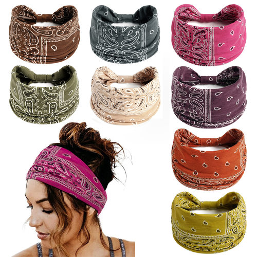 Paisley Pattern Wide Headband, Sports Yoga Elastic Headband