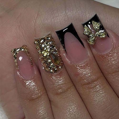 Butterfly hot girl diamond studded nail art fake nails假指甲