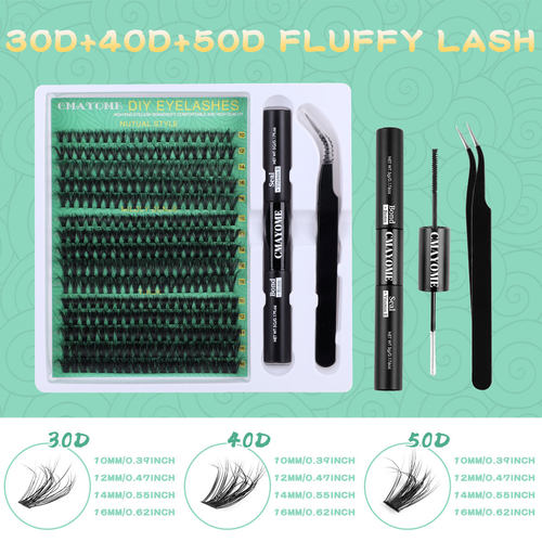 300 clusters of D-curve false eyelash adhesive extension set