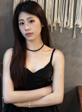 天然黑玛瑙闺蜜网感锁骨链