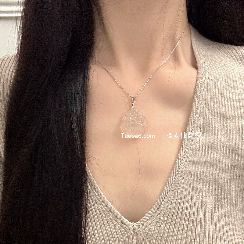 白玉髓s925纯银清新项链