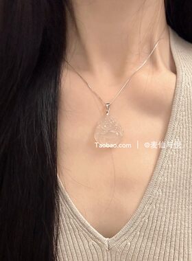 白玉髓s925纯银清新项链
