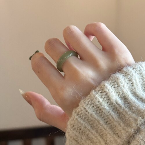 天然保真正品和田玉戒指素圈指环