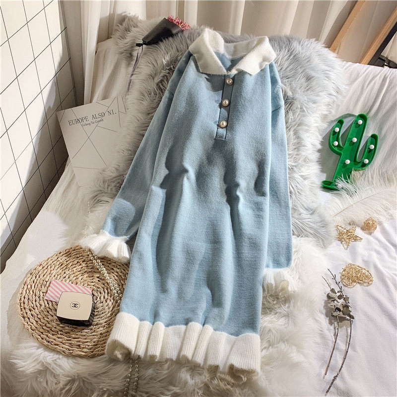 中长款很仙的毛衣裙过膝女针织连衣裙2020新款秋冬宽松外穿慵懒风