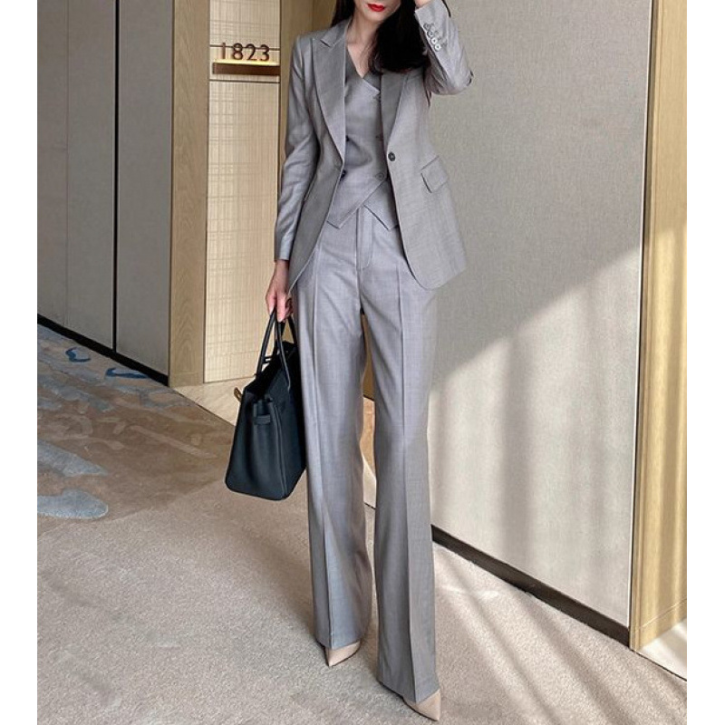 2025gao级感秋冬气质职业OL通勤正装精致干练显瘦马甲西装套装女