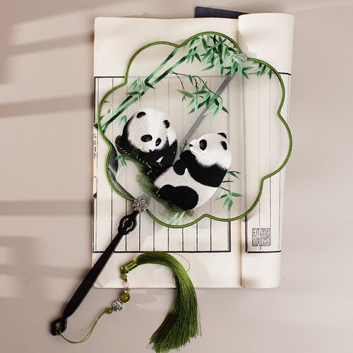 筛月纯手工双面绣古风团扇