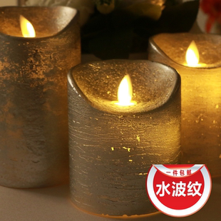 饰品婚庆浪漫表白金色银色黑色水波纹灯 led电子蜡烛灯仿真摇摆装