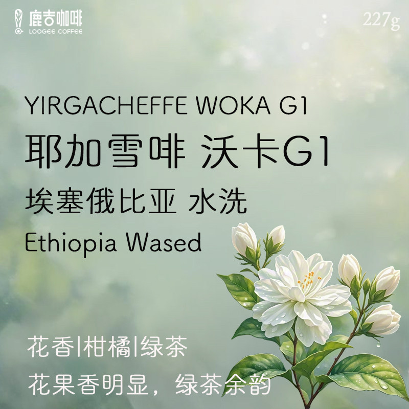 鹿吉 埃塞原生种耶加雪啡精品手冲意式咖啡豆新鲜烘焙227g