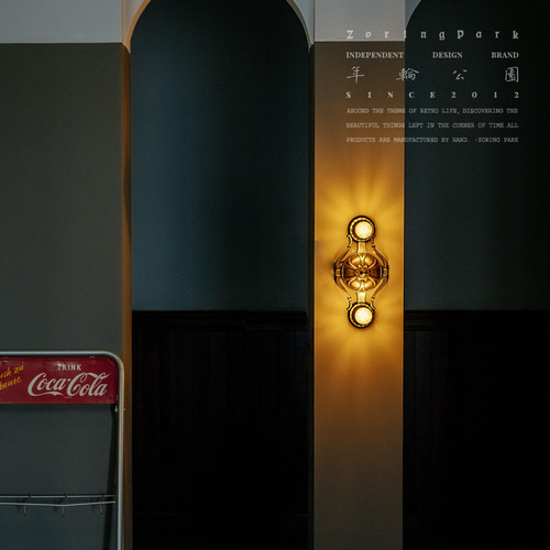 年轮公园走廊美式复古黄铜壁灯